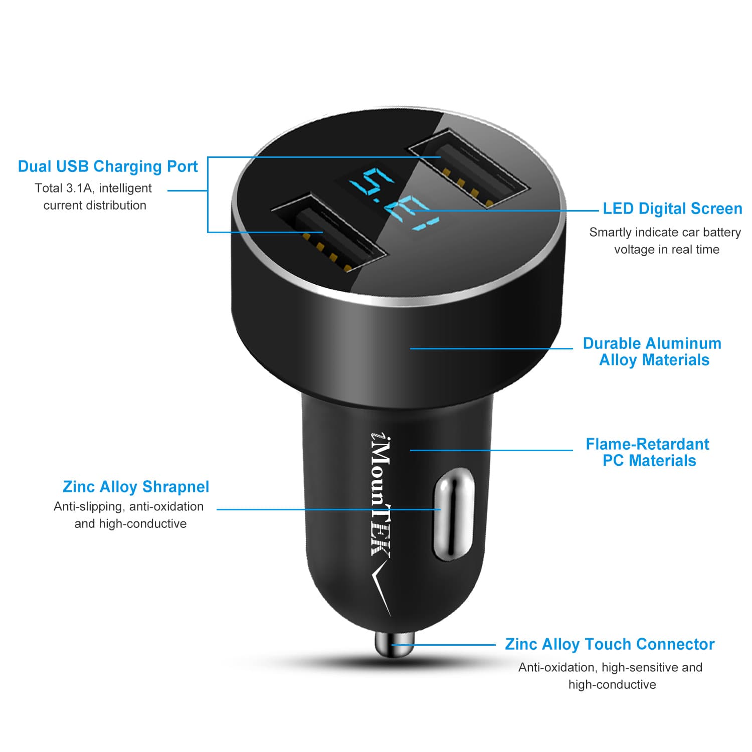 15W Dual-USB Car Charger