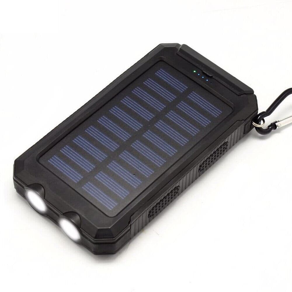 10000mAh Solar Power Bank — Waterproof, 2 USB Ports
