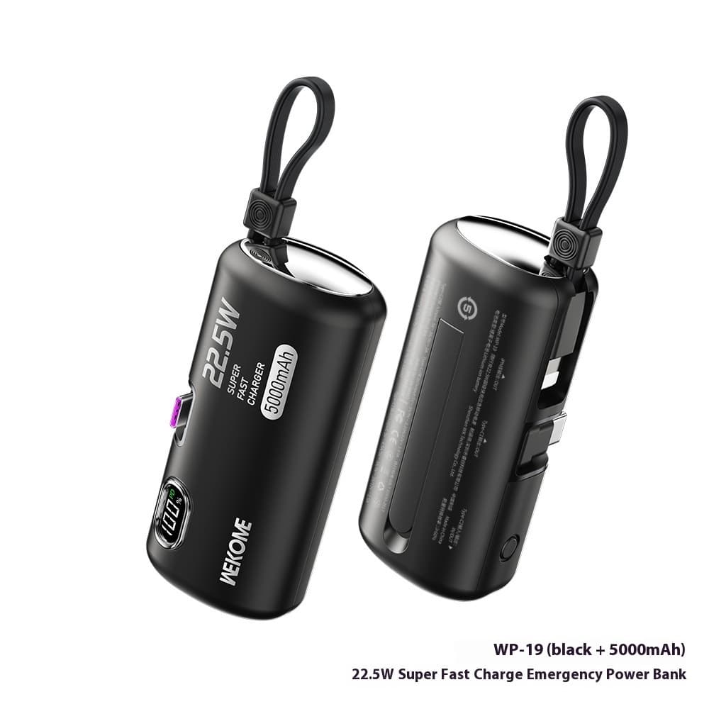 Portable Mini Capsule Power Bank Black 5000 MA WP19